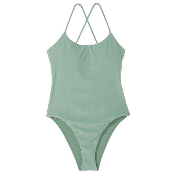 NWT Essential Terry Strappy Back Scoop One-Piece - Picture 1 of 7